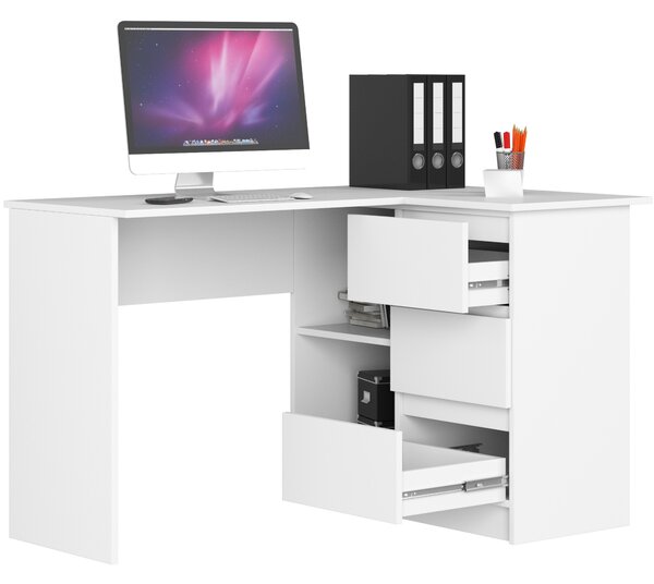 Ak furniture Rohový psací stůl B16 124 cm bílý pravý