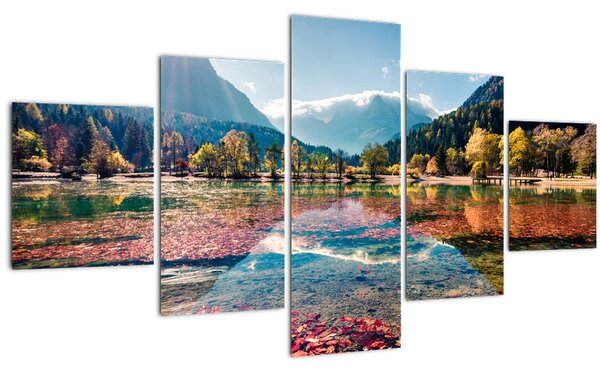Obraz - Jezero Jasna, Gozd Martuljek, Julské Alpy, Slovinsko (125x70 cm)