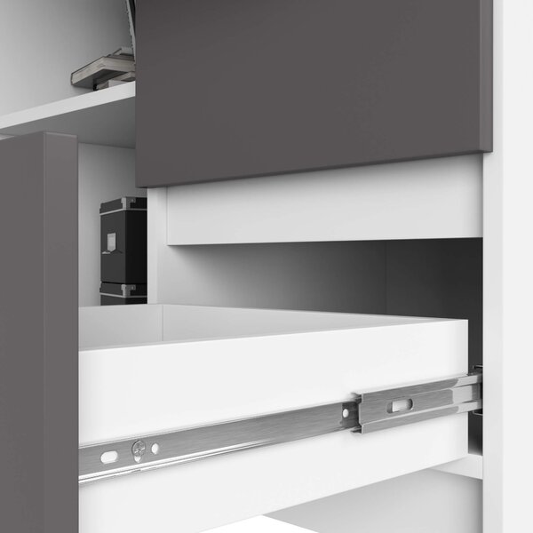 Ak furniture Rohový psací stůl B16 124 cm bílý/šedý pravý