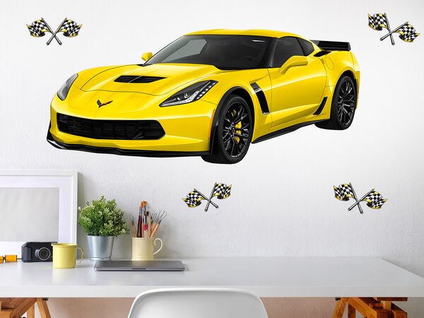 Chevrolet Corvette textilní přelepitelná samolepka na zeď arch 47 x 20 cm