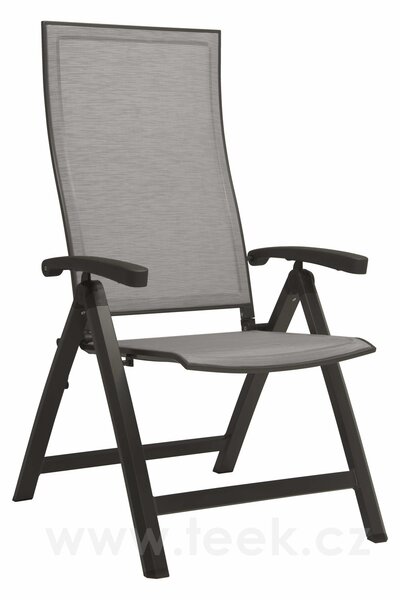 Stern Polohovací jídelní křeslo Kari, Stern, 63x71x114,5 cm, rám lakovaný hliník šedočerný (anthracite), výplet textilen žíhaný černý (carbon)