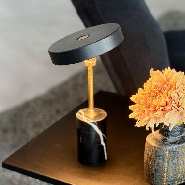 Stolní lampa Dyberg Larsen, Starlight, stmívatelné, Černá, Obývací pokoj, Kov, Design