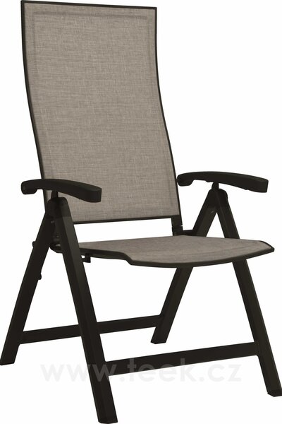 Stern Polohovací jídelní křeslo Kari, Stern, 63x71x114,5 cm, rám lakovaný hliník šedočerný (anthracite), výplet textilen žíhaný černý (carbon)