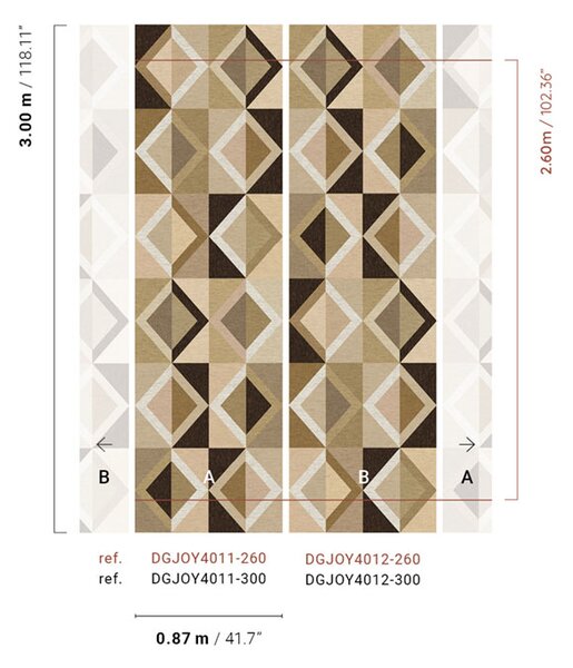 Geometrická vliesová obrazová tapeta na zeď, béžová, DGJOY4012-260, Joy, Masureel