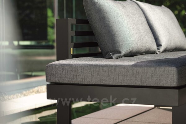 Stern Jídelní lavice/lehátko New Holly, Stern, 216x80x73 cm, rám lakovaný hliník černý (black matt), rychleschnoucí výplň, sedáky 100% polyakryl šedočerná (silk black)