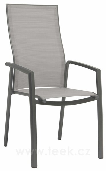 Stern Stohovatelné jídelní křeslo s vysokou opěrkou Kari, Stern, 58x66x109 cm, rám lakovaný hliník šedočerný (anthracite), výplet textilen žíhaný černý (carbon)