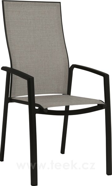 Stern Stohovatelné jídelní křeslo s vysokou opěrkou Kari, Stern, 58x66x109 cm, rám lakovaný hliník šedočerný (anthracite), výplet textilen žíhaný černý (carbon)