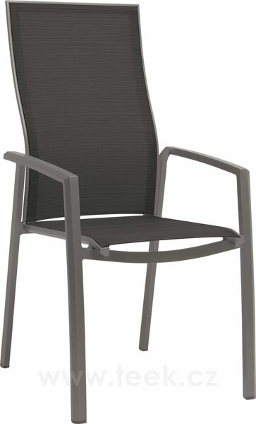 Stern Stohovatelné jídelní křeslo s vysokou opěrkou Kari, Stern, 58x66x109 cm, rám lakovaný hliník šedočerný (anthracite), výplet textilen žíhaný černý (carbon)