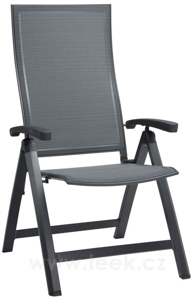 Stern Polohovací jídelní křeslo Kari, Stern, 63x71x114,5 cm, rám lakovaný hliník šedočerný (anthracite), výplet textilen žíhaný černý (carbon)