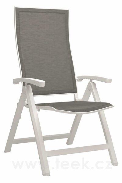 Stern Polohovací jídelní křeslo Kari, Stern, 63x71x114,5 cm, rám lakovaný hliník šedočerný (anthracite), výplet textilen žíhaný černý (carbon)