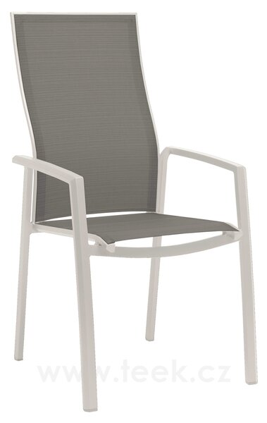 Stern Stohovatelné jídelní křeslo s vysokou opěrkou Kari, Stern, 58x66x109 cm, rám lakovaný hliník šedočerný (anthracite), výplet textilen žíhaný černý (carbon)