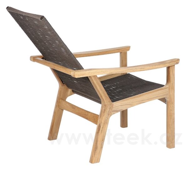 Barlow Tyrie Teakové nízké křeslo polohovací Monterey, Barlow Tyrie, 78x102x107 cm, rám teak, výplet lankový barva hnědá, bez sedáků