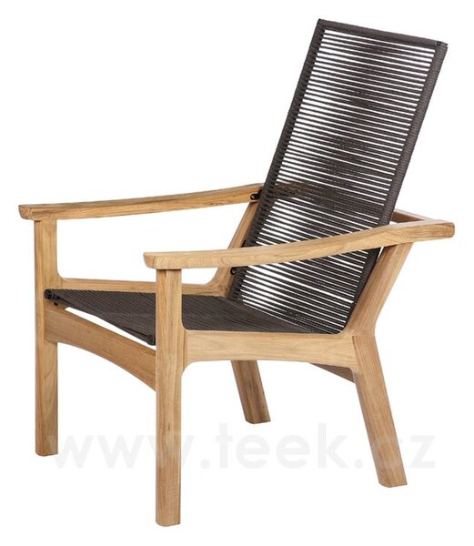 Barlow Tyrie Teakové nízké křeslo polohovací Monterey, Barlow Tyrie, 78x102x107 cm, rám teak, výplet lankový barva hnědá, bez sedáků