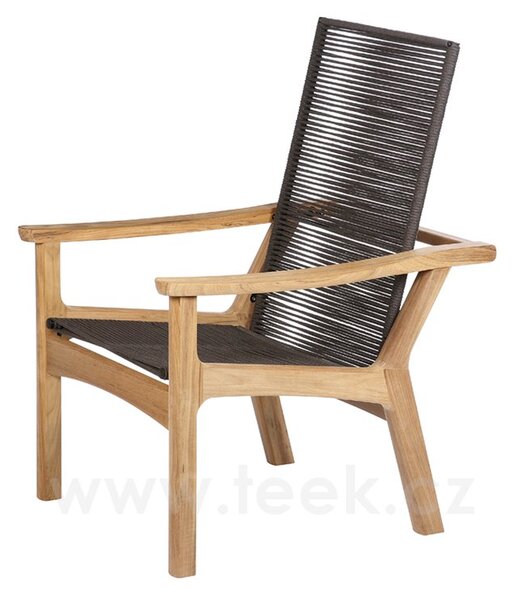 Barlow Tyrie Teakové nízké křeslo polohovací Monterey, Barlow Tyrie, 78x102x107 cm, rám teak, výplet lankový barva hnědá, bez sedáků