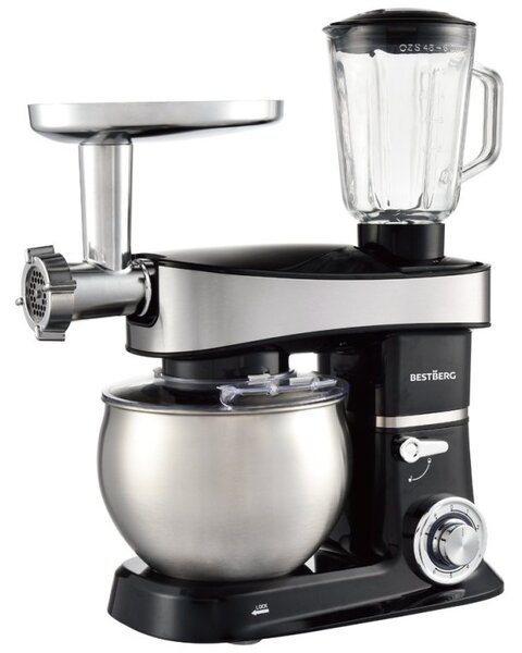 MEGAKOMBO Kuchyňský robot BestBerg BBR-2000BK + 15dílná sada nádobí BBN-1015A + Nízkosacharidový rýžovar BBRC-100 + Pákový espresso kávovar s napěňovačem BBCF-2032