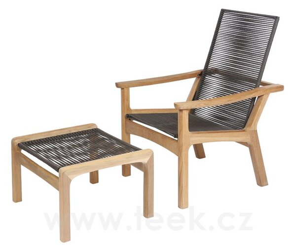 Barlow Tyrie Teaková podnožka Monterey, Barlow Tyrie, 68x56x43 cm, rám teak, výplet lankový barva hnědá