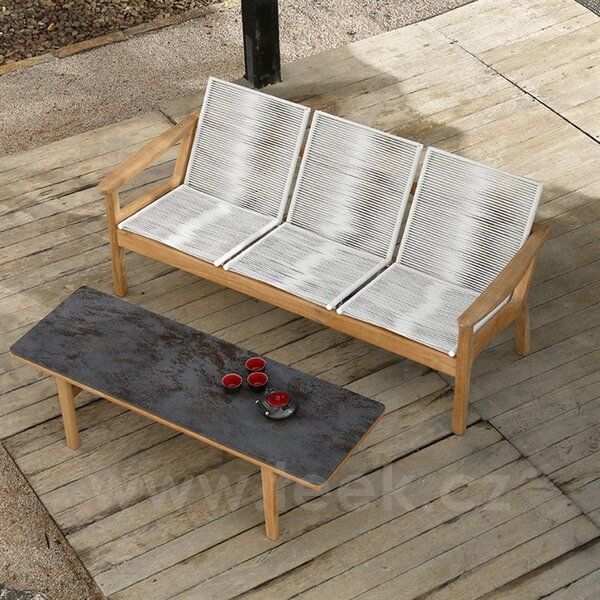 Barlow Tyrie Teakové 3-místné sofa Monterey, Barlow Tyrie, 194x81x82 cm, rám teak, výplet lankový barva hnědá, bez sedáků