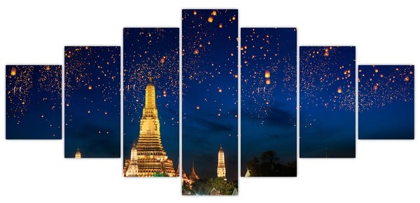 Obraz - Lampióny štěstí, Bangkok (210x100 cm)