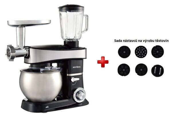 MEGAKOMBO Kuchyňský robot BestBerg BBR-2000BK + 15dílná sada nádobí BBN-1015A + Nízkosacharidový rýžovar BBRC-100 + Pákový espresso kávovar s napěňovačem BBCF-2032