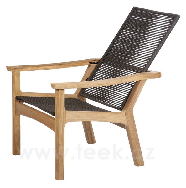 Barlow Tyrie Teakové nízké křeslo polohovací Monterey, Barlow Tyrie, 78x102x107 cm, rám teak, výplet lankový barva hnědá, bez sedáků