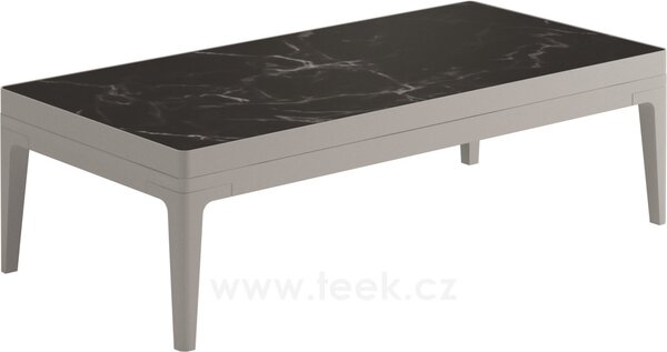 Gloster Hliníkový konferenční stolek Grid, Gloster, obdélníkový 103x50x30 cm, rám hliník barva meteor, deska keramika dekor Nero