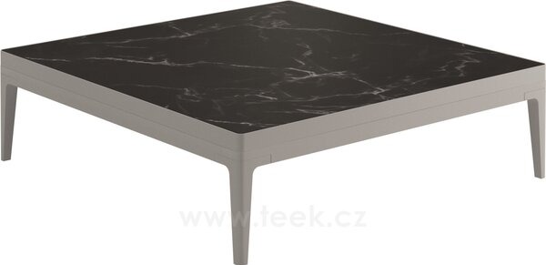 Gloster Hliníkový konferenční stolek Grid, Gloster, čtvercový 103x103x30 cm, rám hliník barva meteor, deska keramika dekor Bianco