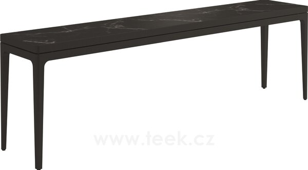 Gloster Hliníkový konzolový stolek Grid, Gloster, obdélníkový 206x40x63 cm, rám hliník barva meteor, deska keramika dekor Nero