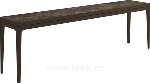 Gloster Hliníkový konzolový stolek Grid, Gloster, obdélníkový 206x40x63 cm, rám hliník barva meteor, deska keramika dekor Nero