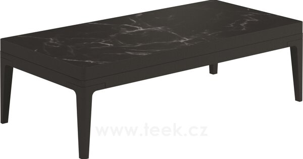 Gloster Hliníkový konferenční stolek Grid, Gloster, obdélníkový 103x50x30 cm, rám hliník barva meteor, deska keramika dekor Nero