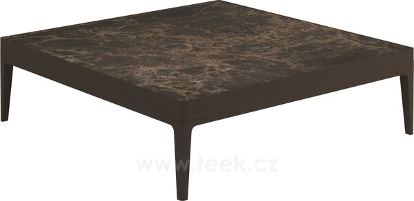 Gloster Hliníkový konferenční stolek Grid, Gloster, čtvercový 103x103x30 cm, rám hliník barva meteor, deska keramika dekor Bianco