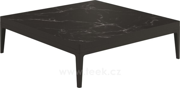 Gloster Hliníkový konferenční stolek Grid, Gloster, čtvercový 103x103x30 cm, rám hliník barva meteor, deska keramika dekor Bianco