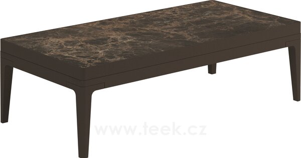 Gloster Hliníkový konferenční stolek Grid, Gloster, obdélníkový 103x50x30 cm, rám hliník barva meteor, deska keramika dekor Nero