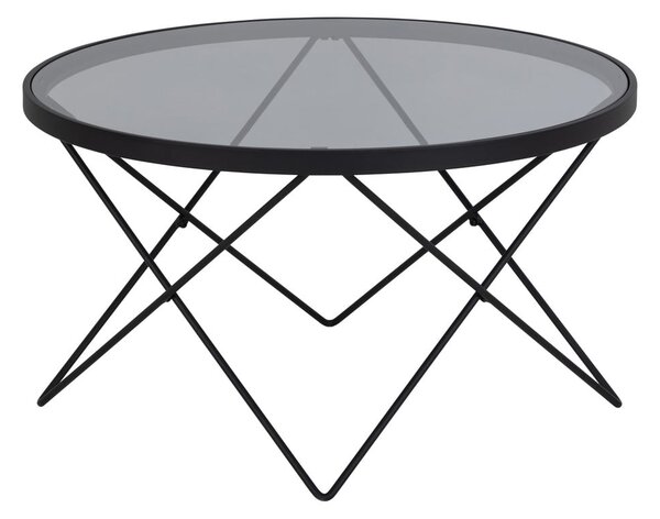 Černý konferenční stolek se skleněnou deskou ø 80 cm Cuxton – Actona
