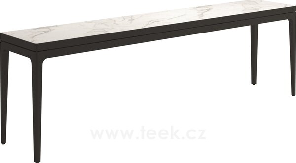 Gloster Hliníkový konzolový stolek Grid, Gloster, obdélníkový 206x40x63 cm, rám hliník barva meteor, deska keramika dekor Nero