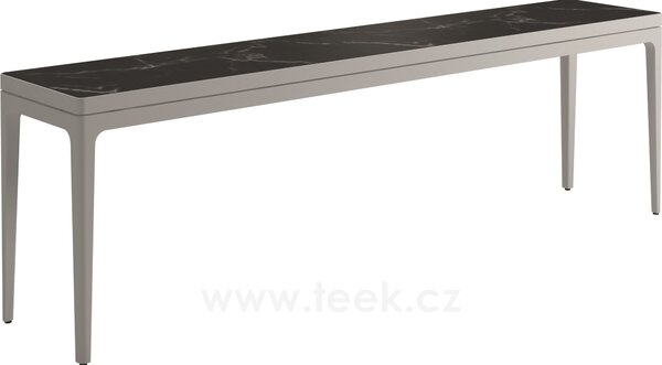 Gloster Hliníkový konzolový stolek Grid, Gloster, obdélníkový 206x40x63 cm, rám hliník barva meteor, deska keramika dekor Nero