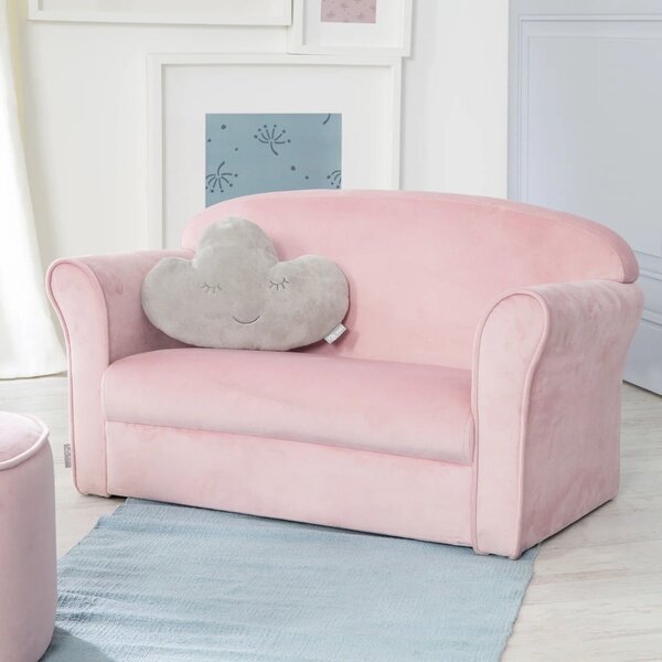 Světle růžová sametová dětská pohovka 78 cm Lil Sofa – Roba