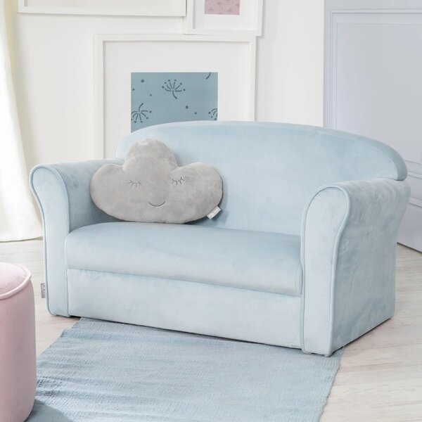 Světle modrá sametová dětská pohovka 78 cm Lil Sofa – Roba