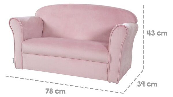 Světle růžová sametová dětská pohovka 78 cm Lil Sofa – Roba