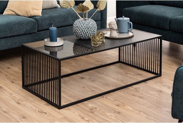Černý konferenční stolek se skleněnou deskou 60x120 cm Strington – Actona
