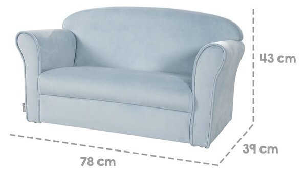 Světle modrá sametová dětská pohovka 78 cm Lil Sofa – Roba