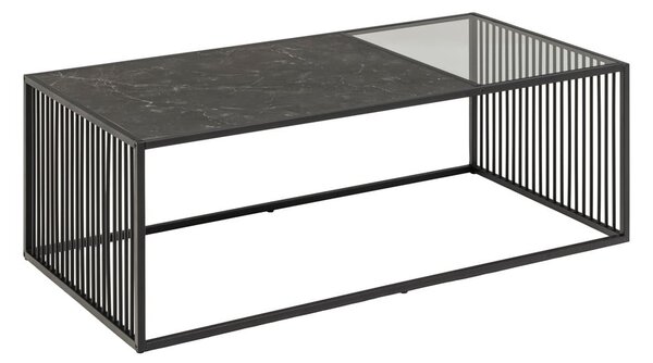 Černý konferenční stolek se skleněnou deskou 60x120 cm Strington – Actona