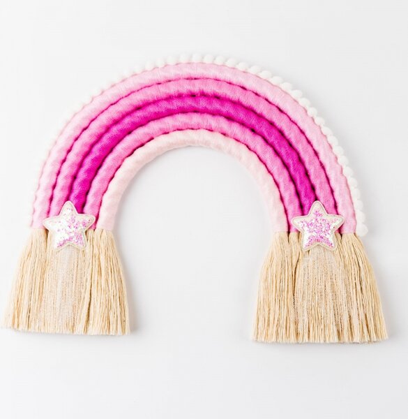 Střední růžová macramé duha