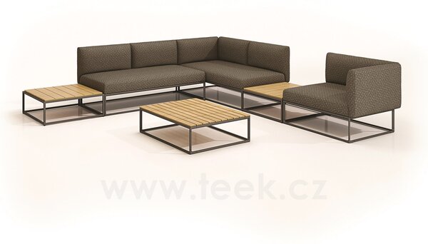 Gloster Ukončovací 2-místný pravostranný/levostranný díl Maya, Gloster, 161x86x73 cm, rám hliník barva meteor, sedáky kat. B barva dle vzorníku