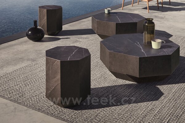Gloster Designový celokeramický odkládací stolek Gem, Gloster, osmiúhelník 37,5x37,5x47 cm, keramika žíhaná černá (Nero)