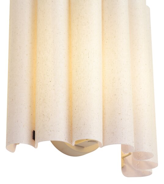 Nástěnná lampa Japandi béžová s lnem 26 cm - Scallop