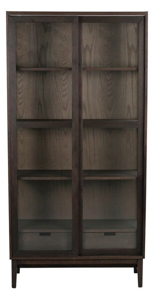 Hnědá vitrína v dekoru dubu s posuvnými dveřmi 100x203 cm Hazelton – Rowico