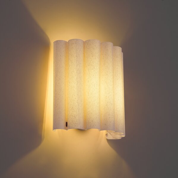 Nástěnná lampa Japandi béžová s lnem 26 cm - Scallop