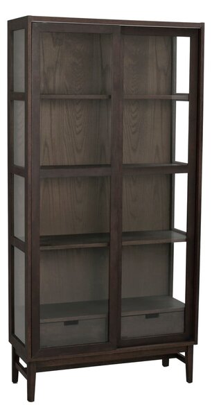 Hnědá vitrína v dekoru dubu s posuvnými dveřmi 100x203 cm Hazelton – Rowico