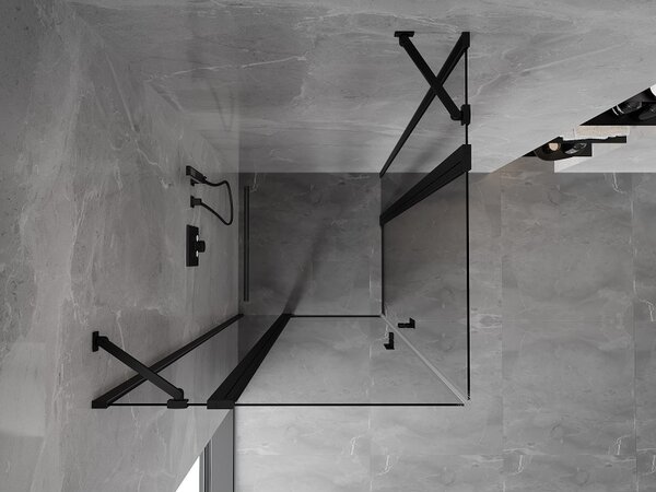 Mexen, Mexen Mist Duo výklopný sprchový kout 75 x 75 cm, průhledný, černý - 8A4-075-075-70-00