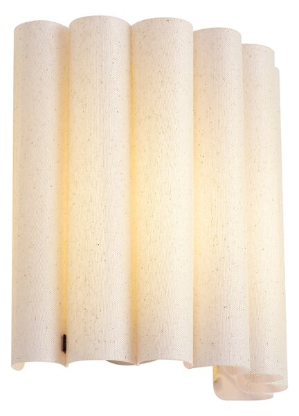 Nástěnná lampa Japandi béžová s lnem 26 cm - Scallop